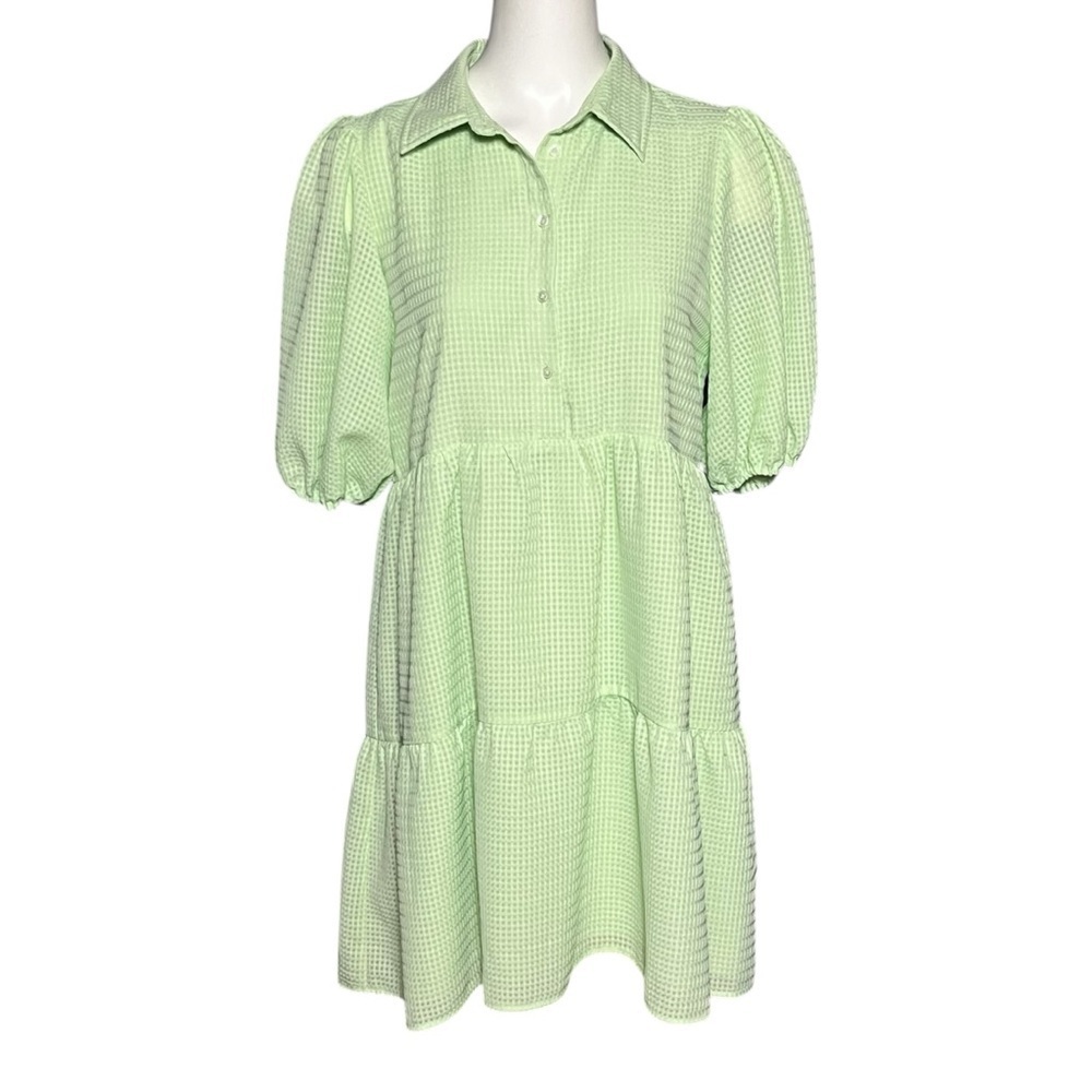 AMANDA UPRICHARD Pierre Dress Size Medium Hypermint Green Short Sleeve Button Up
